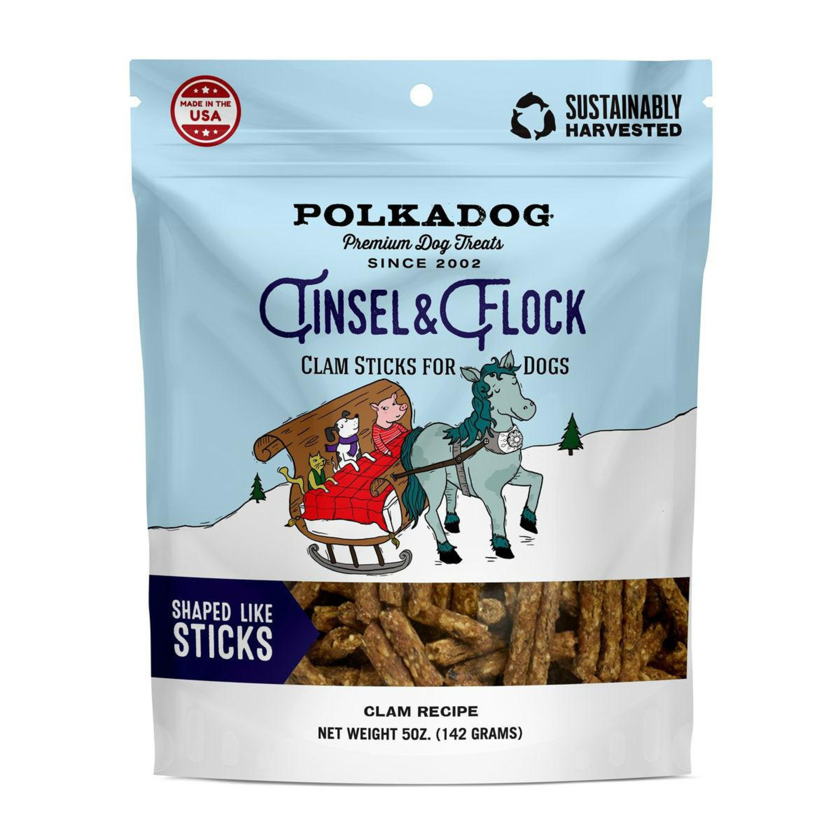Polkadog Bakery Polkadog Bakery Tinsel & Flock Clam Sticks for Dogs