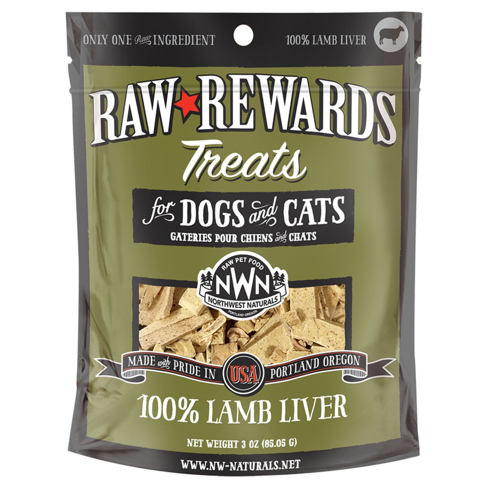 Northwest Naturals Raw Rewards Treats Freeze Dried Lamb Liver for Dogs & Cats