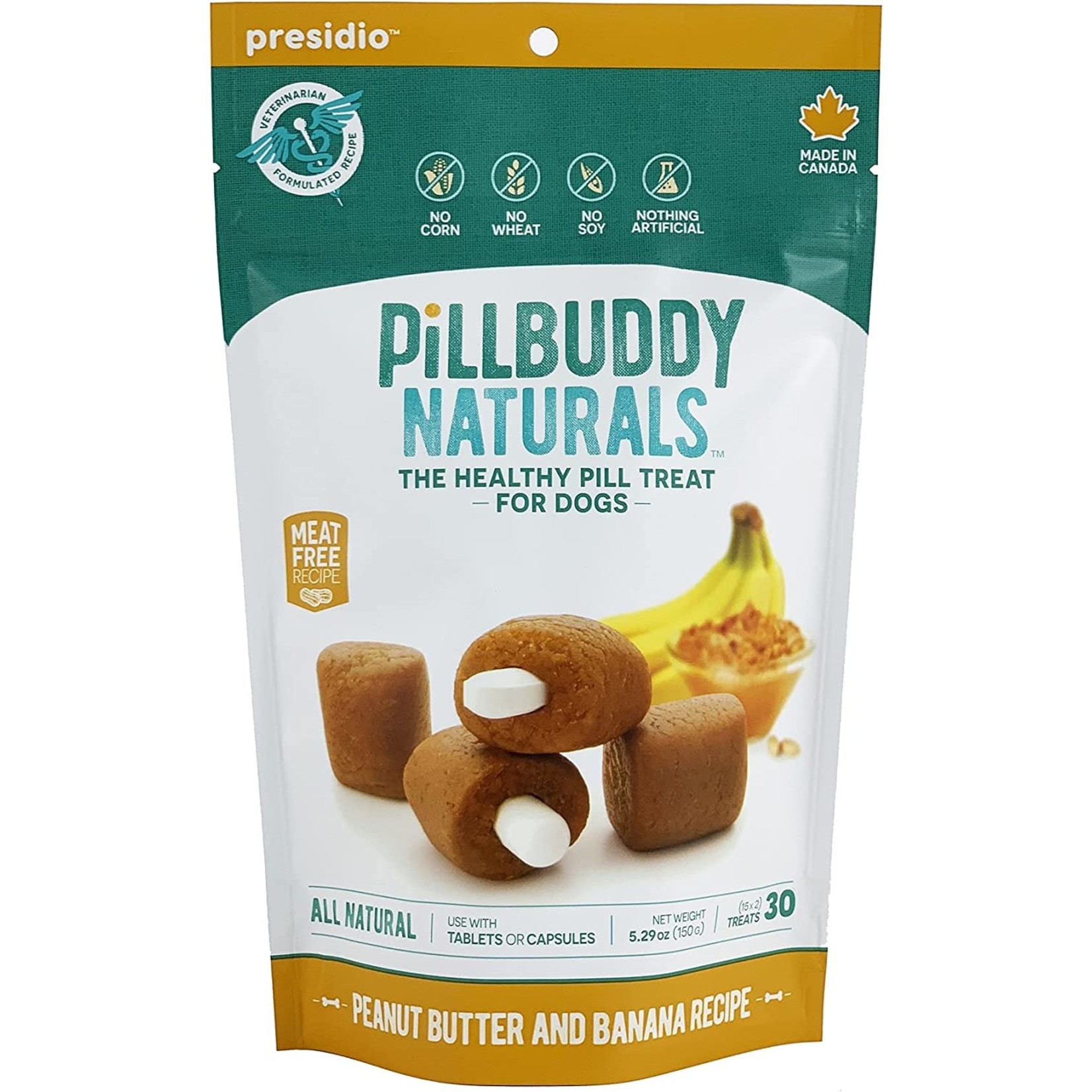 Presidio Natural Pet Co. Presidio PillBuddy Naturals - Peanut Butter & Banana