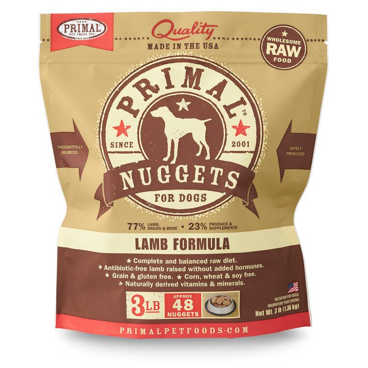 Primal Pet Foods Primal Frozen Raw Nuggets - Lamb Formula for Dogs