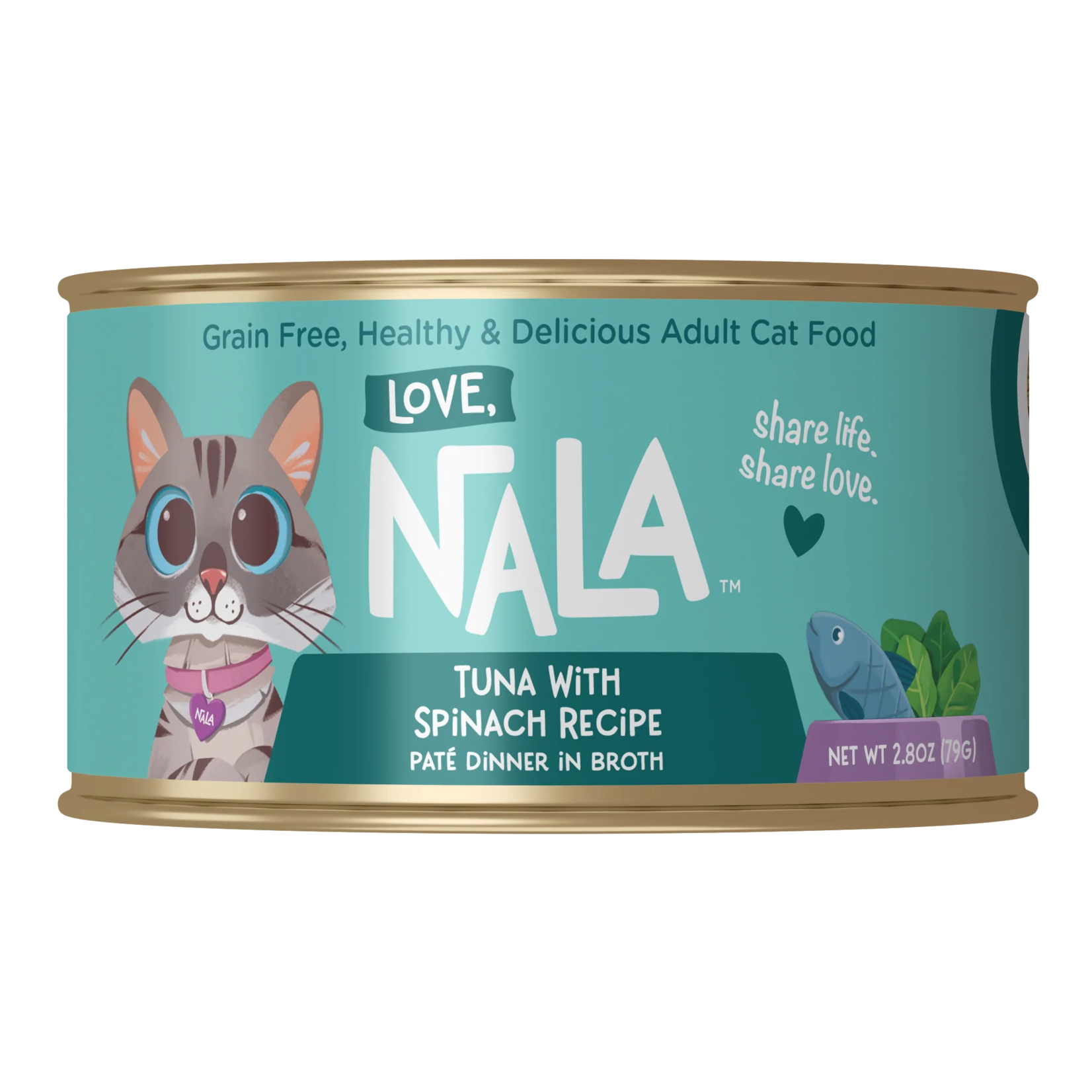 Love, Nala Love, Nala Tuna with Spinach Recipe Paté Dinner in Broth Adult Cat Food