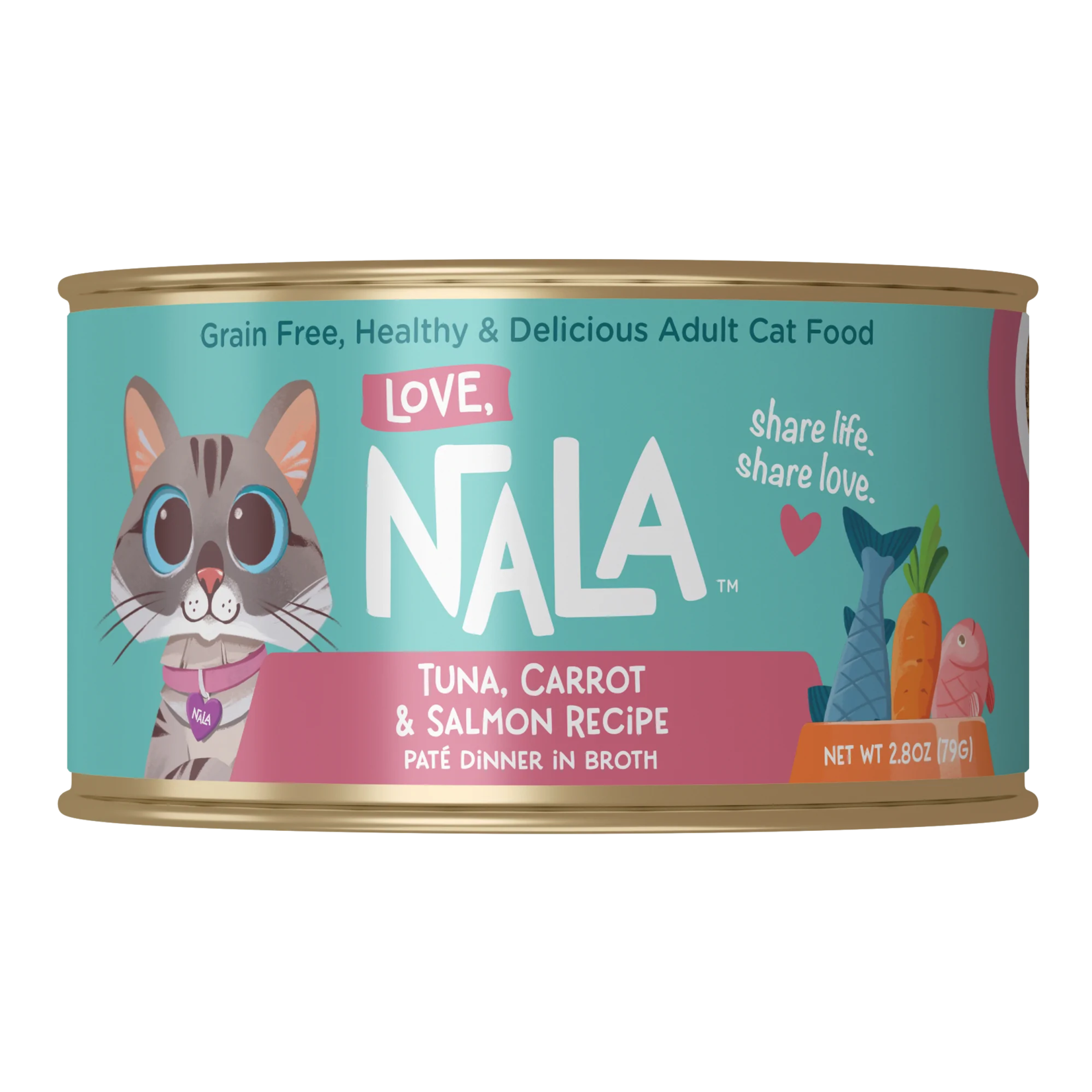 Love, Nala Love, Nala Tuna, Carrot & Salmon Recipe Paté Dinner in Broth Adult Cat Food