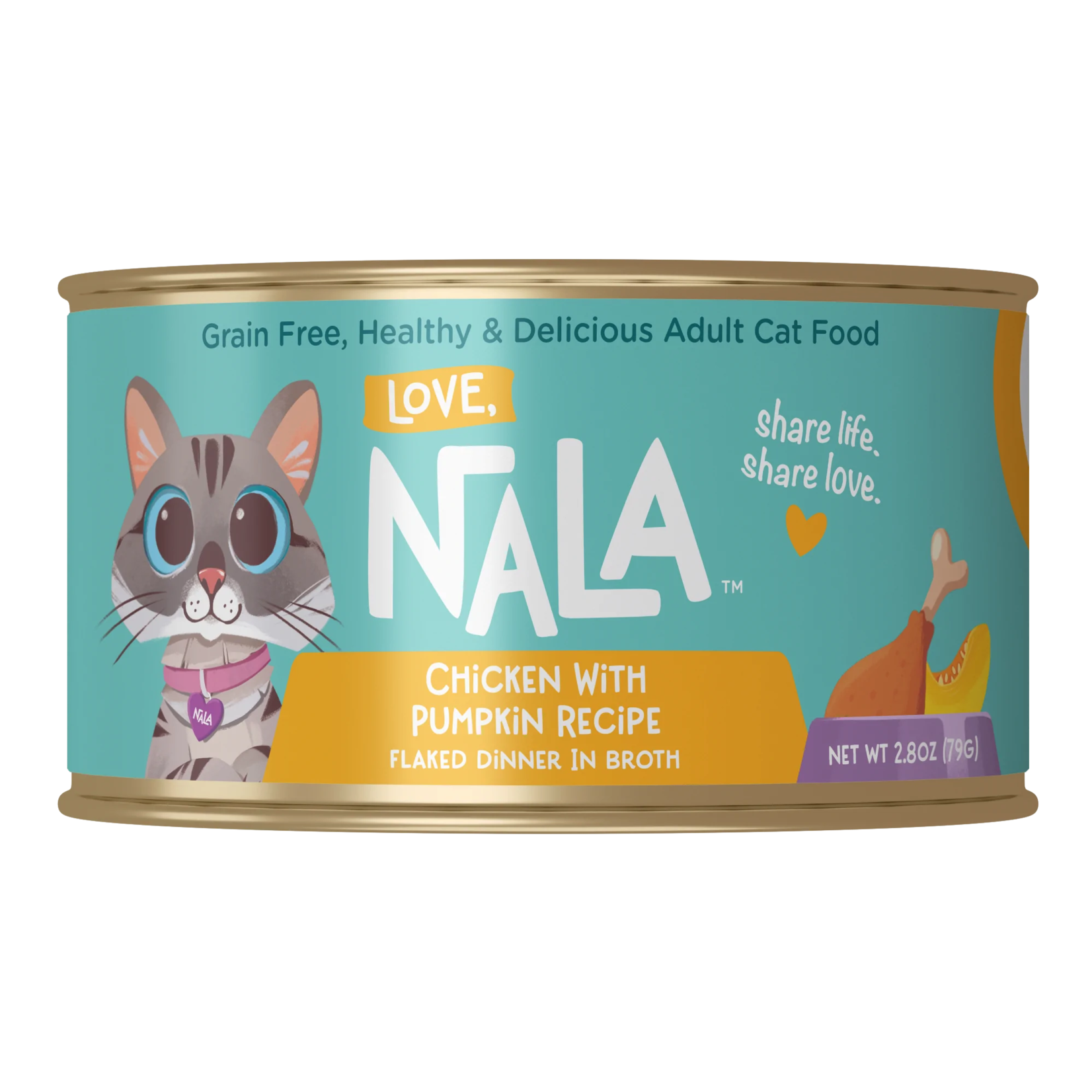 Love, Nala Love, Nala Chicken Flaked with Pumpkin Recipe Dinner in Broth Adult Cat Food