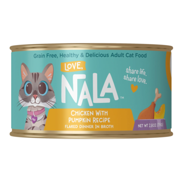 Love, Nala Love, Nala Chicken Flaked with Pumpkin Recipe Dinner in Broth Adult Cat Food
