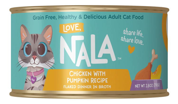 Love, Nala Love, Nala Chicken Flaked with Pumpkin Recipe Dinner in Broth Adult Cat Food