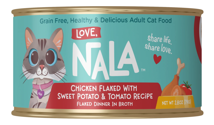 Love, Nala Love, Nala Chicken Flaked with Sweet Potato & Tomato Recipe Dinner in Broth Adult Cat Food