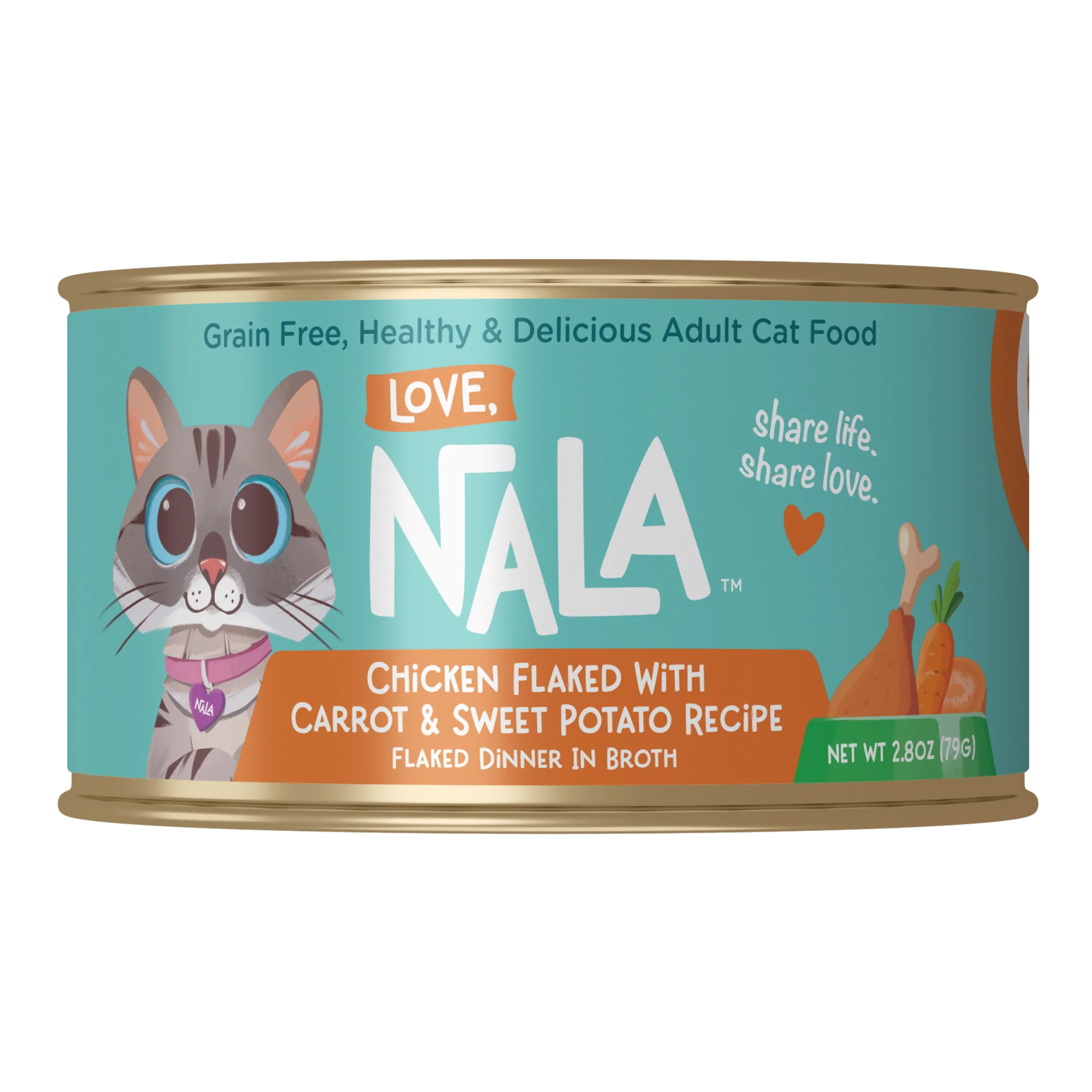 Love, Nala Love, Nala Chicken Flaked with Carrot & Sweet Potato Recipe Dinner in Broth Adult Cat Food