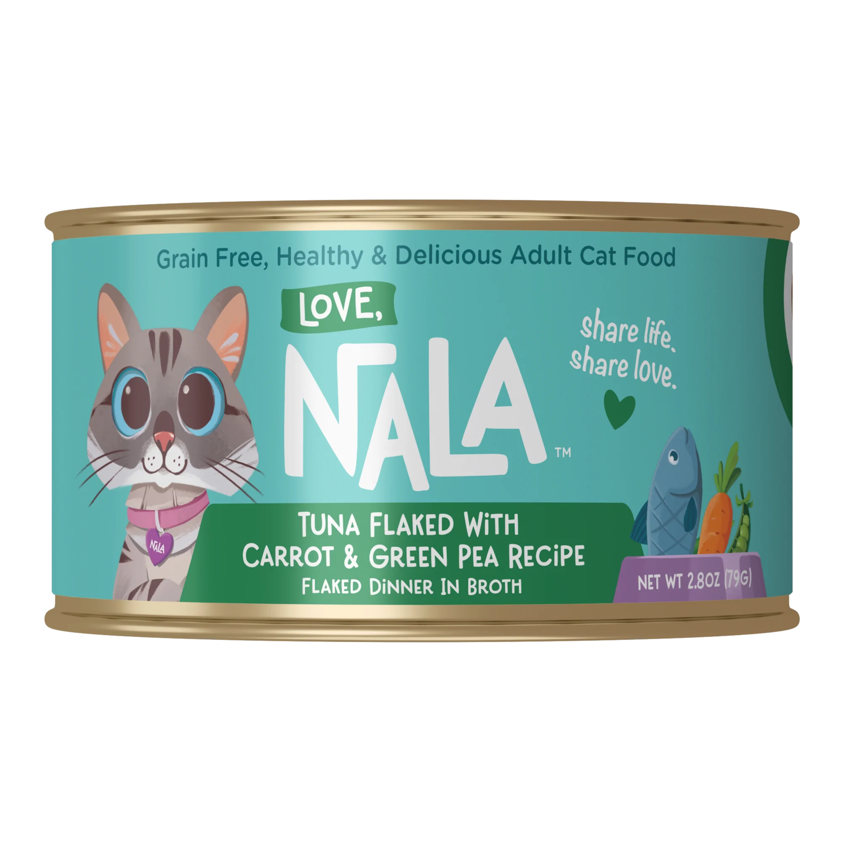 Love, Nala Love, Nala Tuna Flaked with Carrot & Green Pea Recipe Dinner in Broth Adult Cat Food