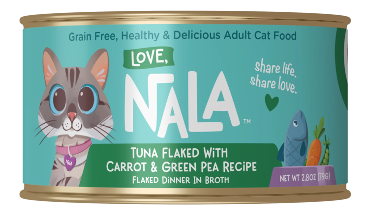 Love, Nala Love, Nala Tuna Flaked with Carrot & Green Pea Recipe Dinner in Broth Adult Cat Food