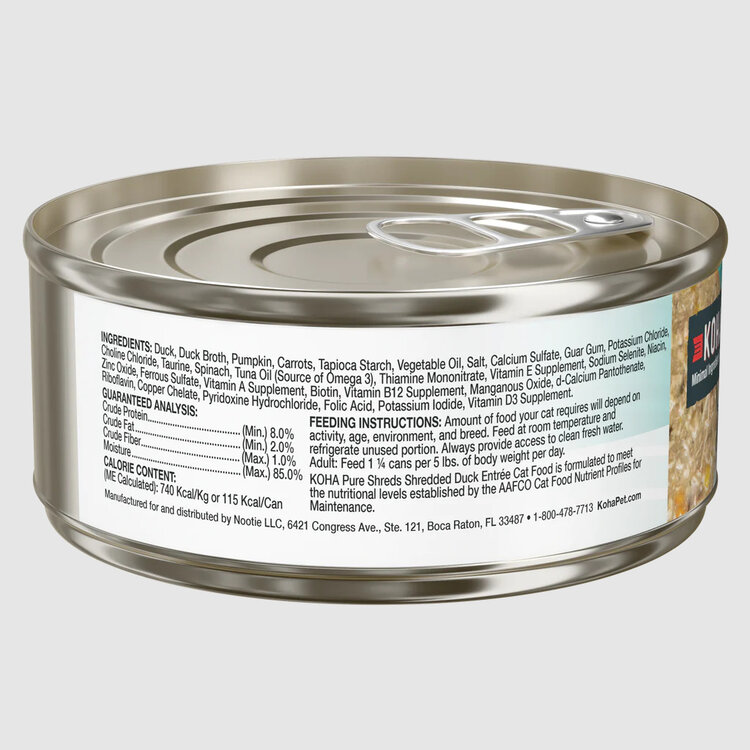 Koha Pet Food Koha Pet Food Pure Shreds - Shredded Duck Entrée for Cats
