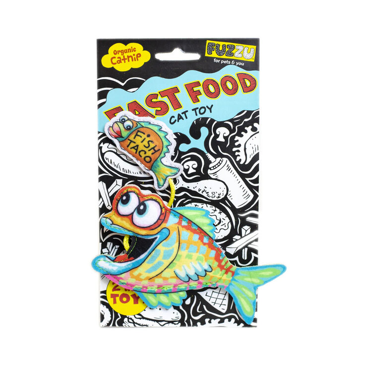 FUZZU Fast Food Fish & Taco with Organic Catnip Cat Toy
