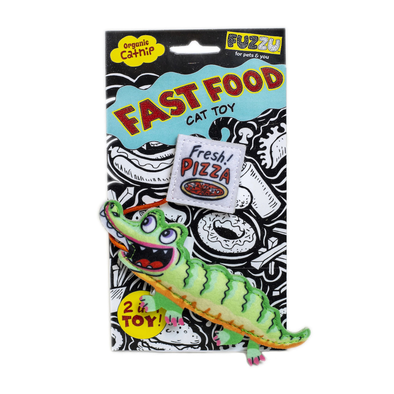 FUZZU Fast Food Gator & Pizza with Organic Catnip Cat Toy