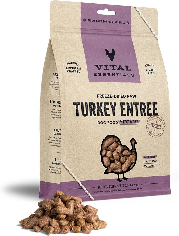 Vital Essentials Vital Essentials Freeze-Dried Raw Crunchy Mini Nibs - Turkey Entree for Dogs