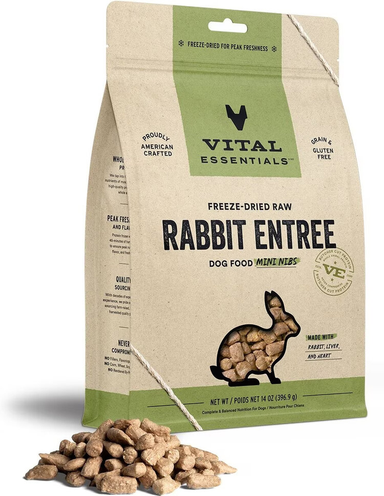 Vital Essentials Vital Essentials Freeze-Dried Raw Crunchy Mini Nibs - Rabbit Entree for Dogs