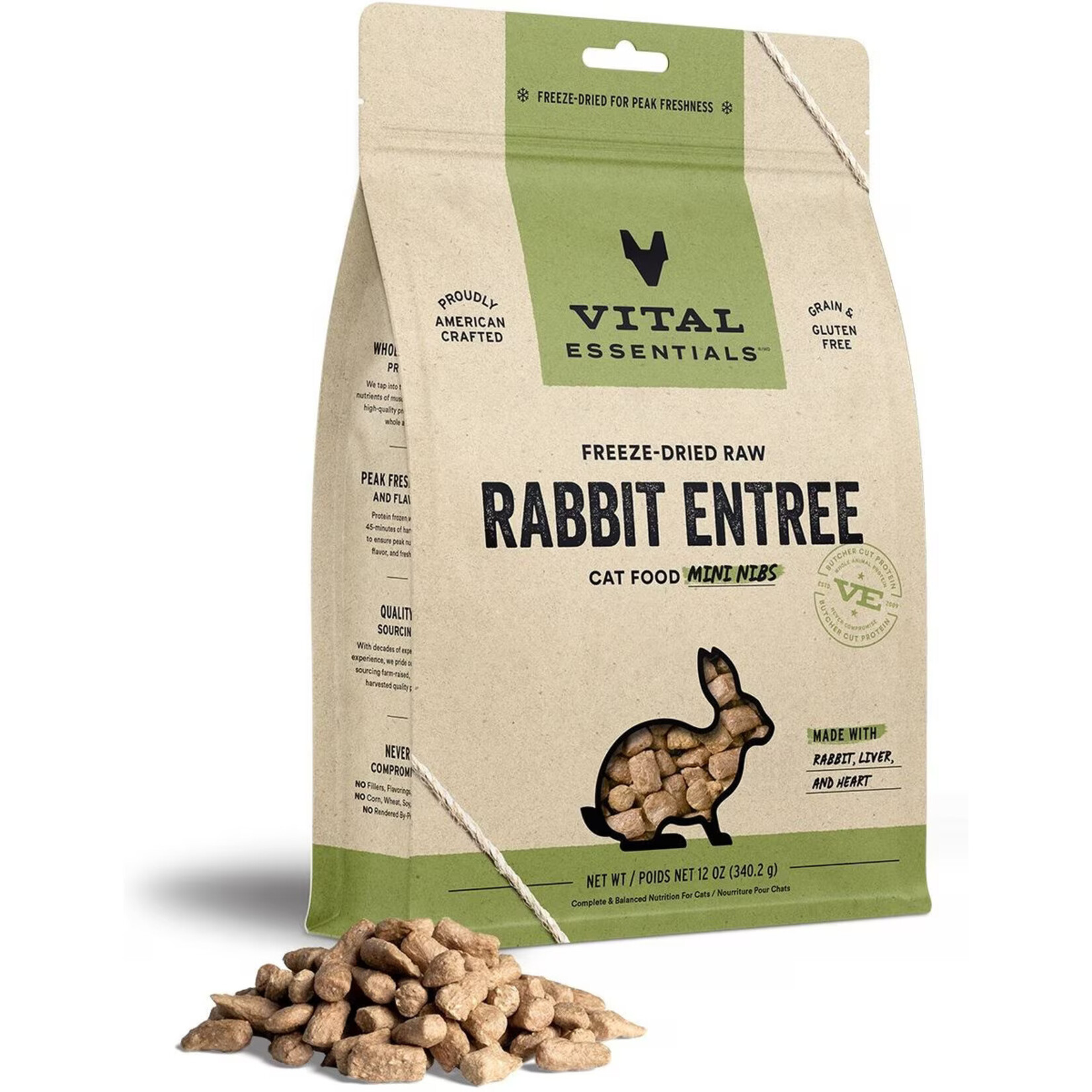 Vital Essentials Vital Essentials Freeze-Dried Raw Mini Nibs - Rabbit Entree for Cats