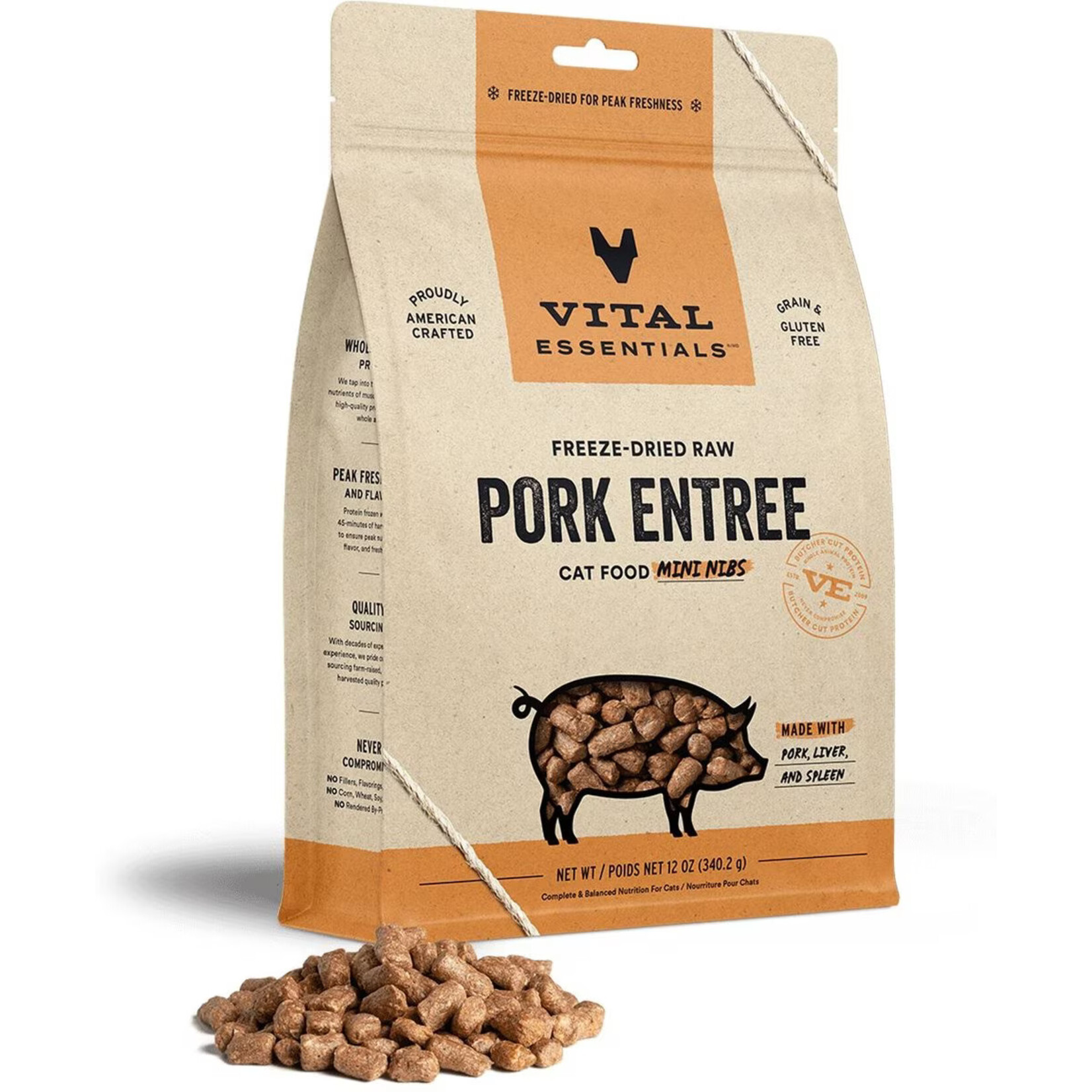 Vital Essentials Vital Essentials Freeze-Dried Raw Mini Nibs - Pork Entree for Cats
