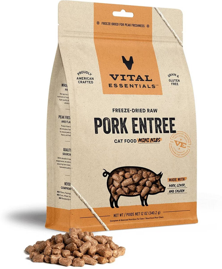 Vital Essentials Vital Essentials Freeze-Dried Raw Crunchy Mini Nibs - Pork Entree for Cats