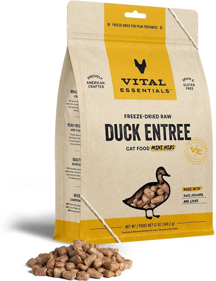 Vital Essentials Vital Essentials Freeze-Dried Raw Crunchy Mini Nibs - Duck Entree for Cats