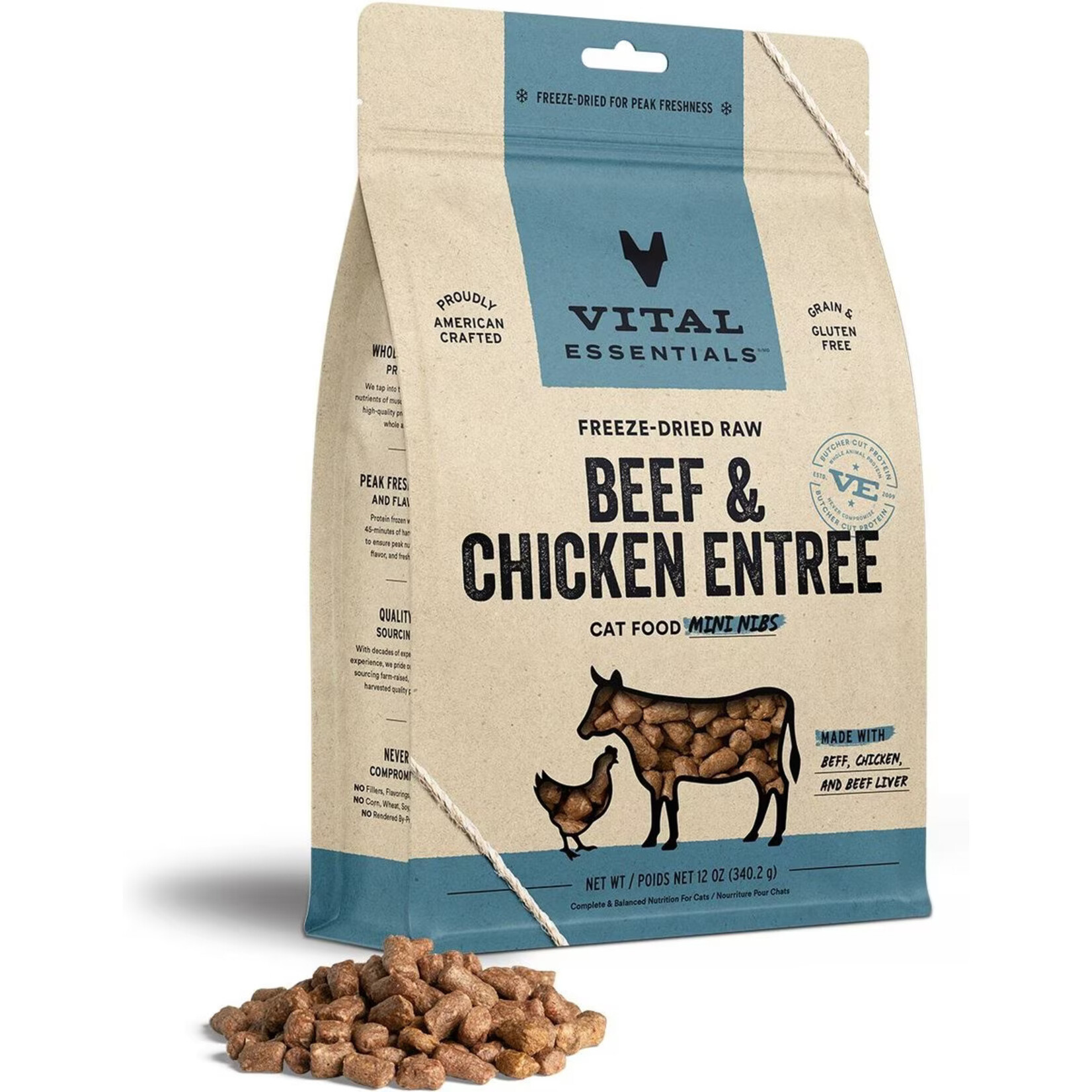 Vital Essentials Vital Essentials Freeze-Dried Raw Mini Nibs - Beef & Chicken Entree for Cats