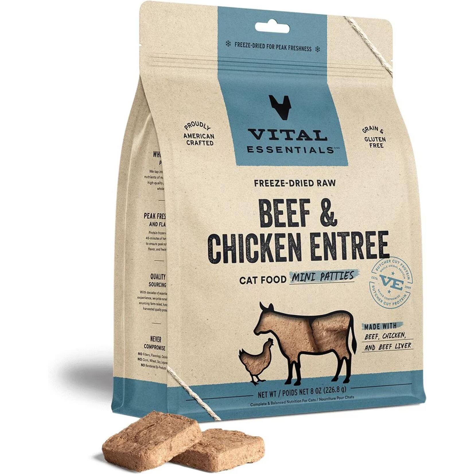 Vital Essentials Vital Essentials Freeze-Dried Raw Mini Patties - Beef & Chicken Entree for Cats