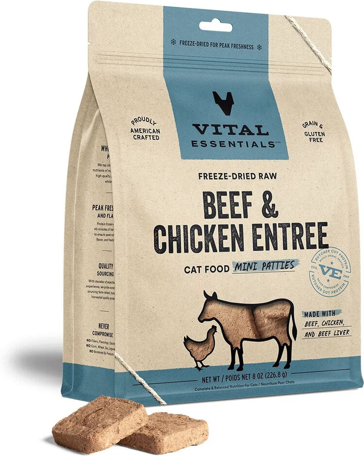 Vital Essentials Vital Essentials Freeze-Dried Raw Mini Patties - Beef & Chicken Entree for Cats