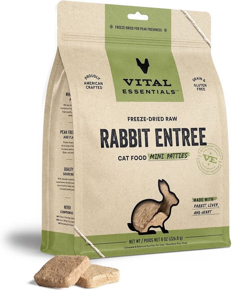 Vital Essentials Vital Essentials Freeze-Dried Raw Mini Patties - Rabbit Entree for Cats