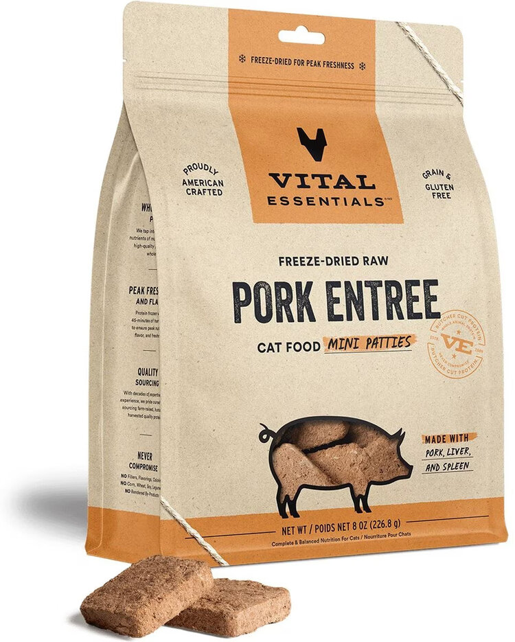 Vital Essentials Vital Essentials Freeze-Dried Raw Mini Patties - Pork Entree for Cats