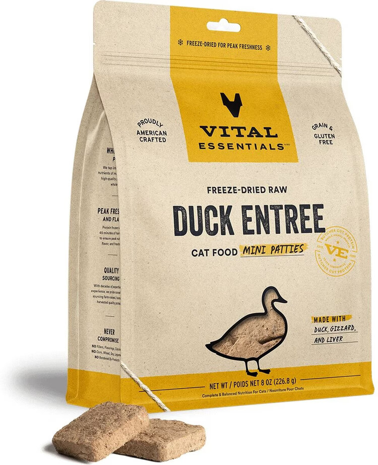 Vital Essentials Vital Essentials Freeze-Dried Raw Mini Patties - Duck Entree for Cats