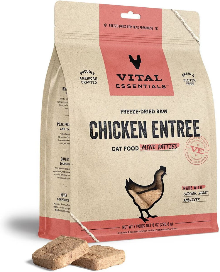 Vital Essentials Vital Essentials Freeze-Dried Raw Mini Patties - Chicken Entree for Cats