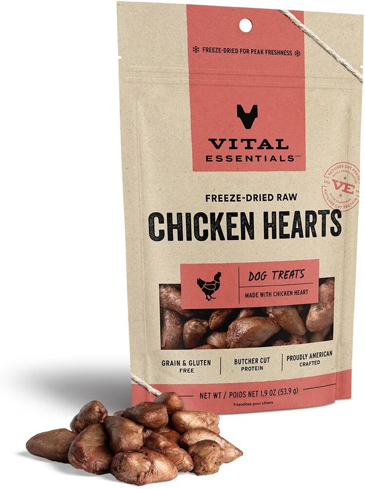 Vital Essentials Vital Essentials Freeze-Dried Raw Chicken Hearts Dog Treats