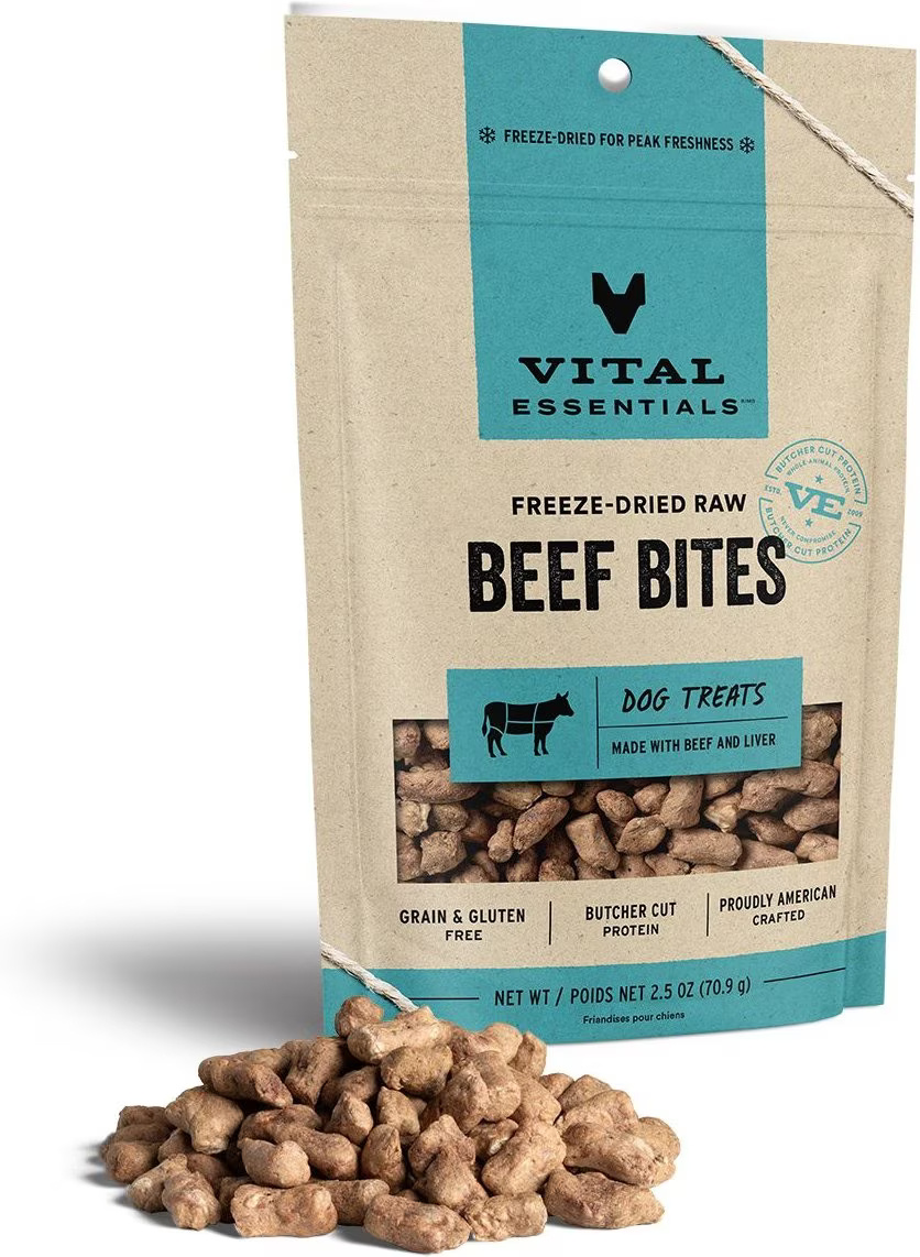 Vital Essentials Freeze Dried Beef Bites Dog Treats 2.5-oz