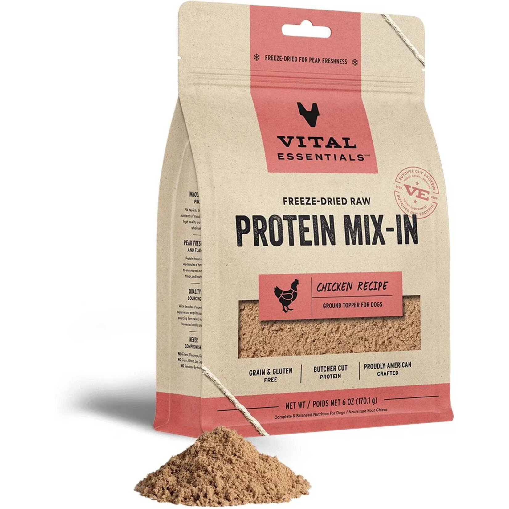 Vital Essentials Vital Essentials Freeze-Dried Raw Protein Mix-In - Chicken Recipe Ground Topper for Dogs
