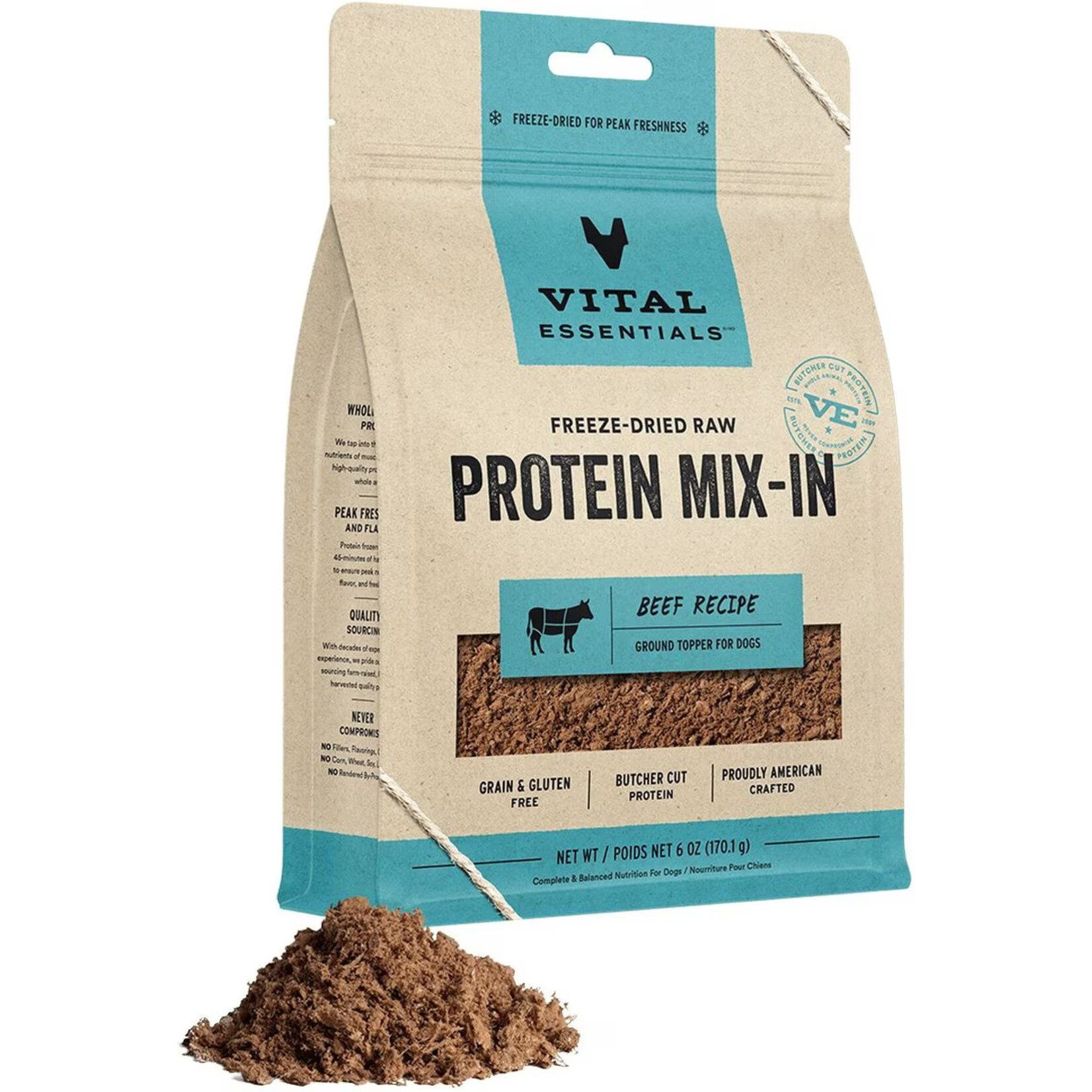 Vital Essentials Vital Essentials Freeze-Dried Raw Protein Mix-In - Beef Recipe Ground Topper for Dogs