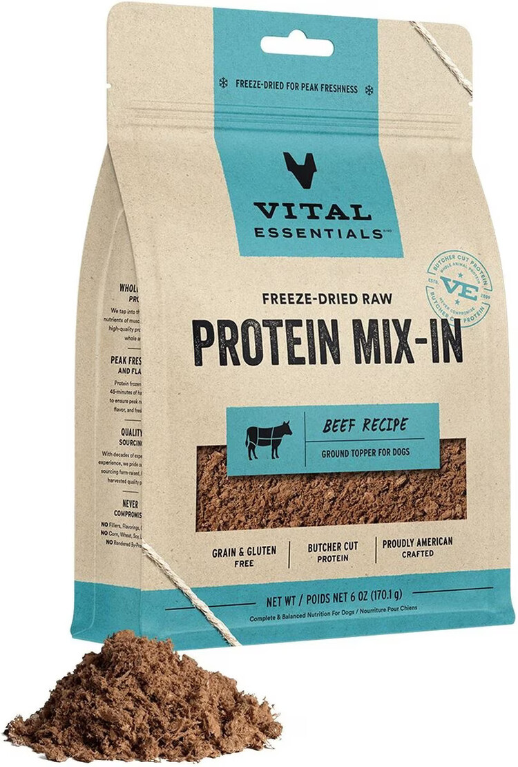 Vital Essentials Vital Essentials Freeze-Dried Raw Protein Mix-In - Beef Recipe Ground Topper for Dogs