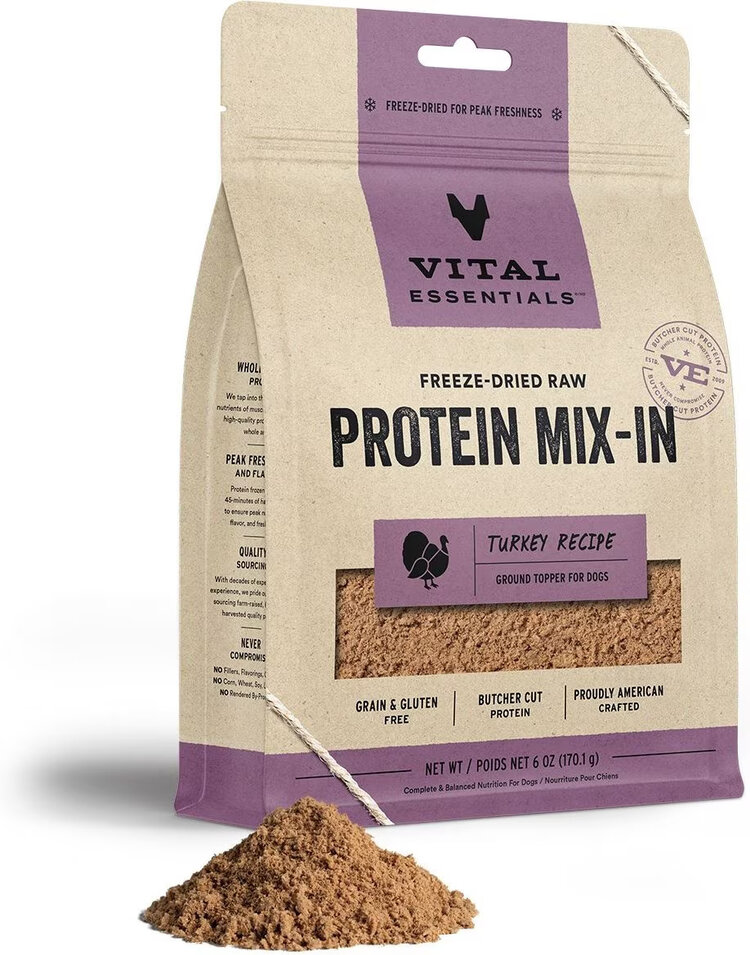 Vital Essentials Vital Essentials Freeze-Dried Raw Protein Mix-In - Turkey Recipe Ground Topper for Dogs