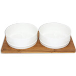 BeOneBreed BeOneBreed White Double Bamboo Pet Bowl