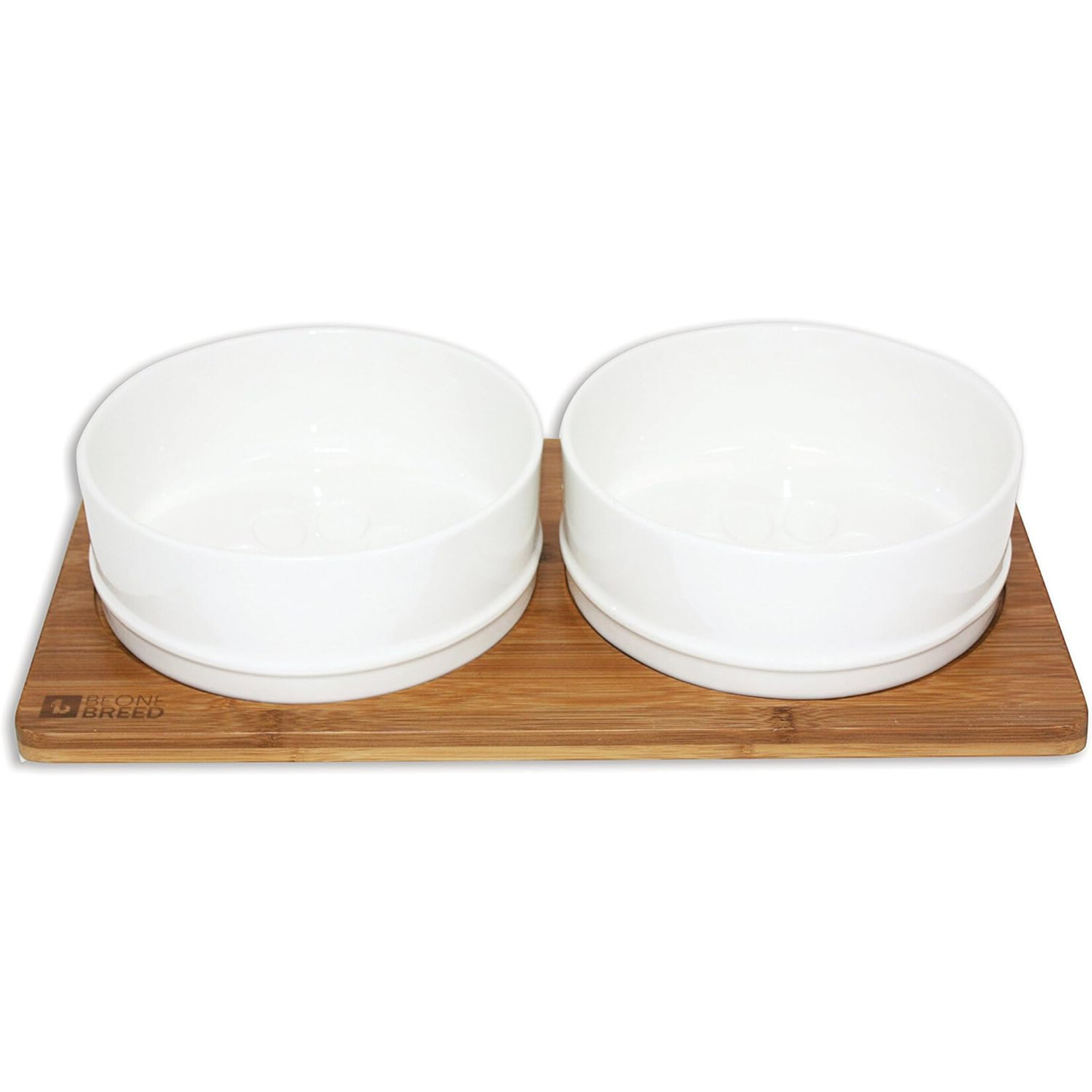 BeOneBreed BeOneBreed White Double Bamboo Pet Bowl
