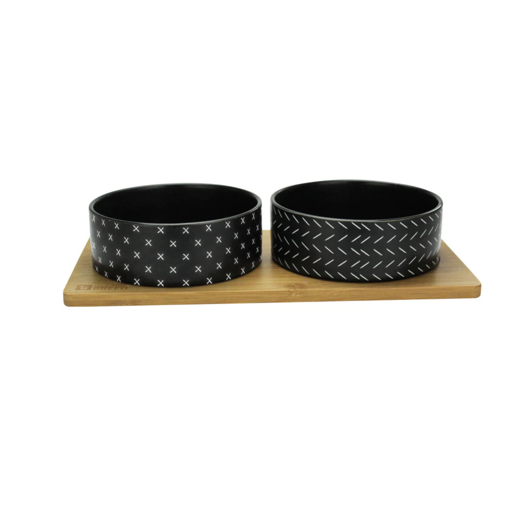 BeOneBreed BeOneBreed Black Double Bamboo Pet Bowl