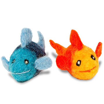 Dharma Dog Karma Cat Karma Cat Fish Wool Cat Toys 2-Pack