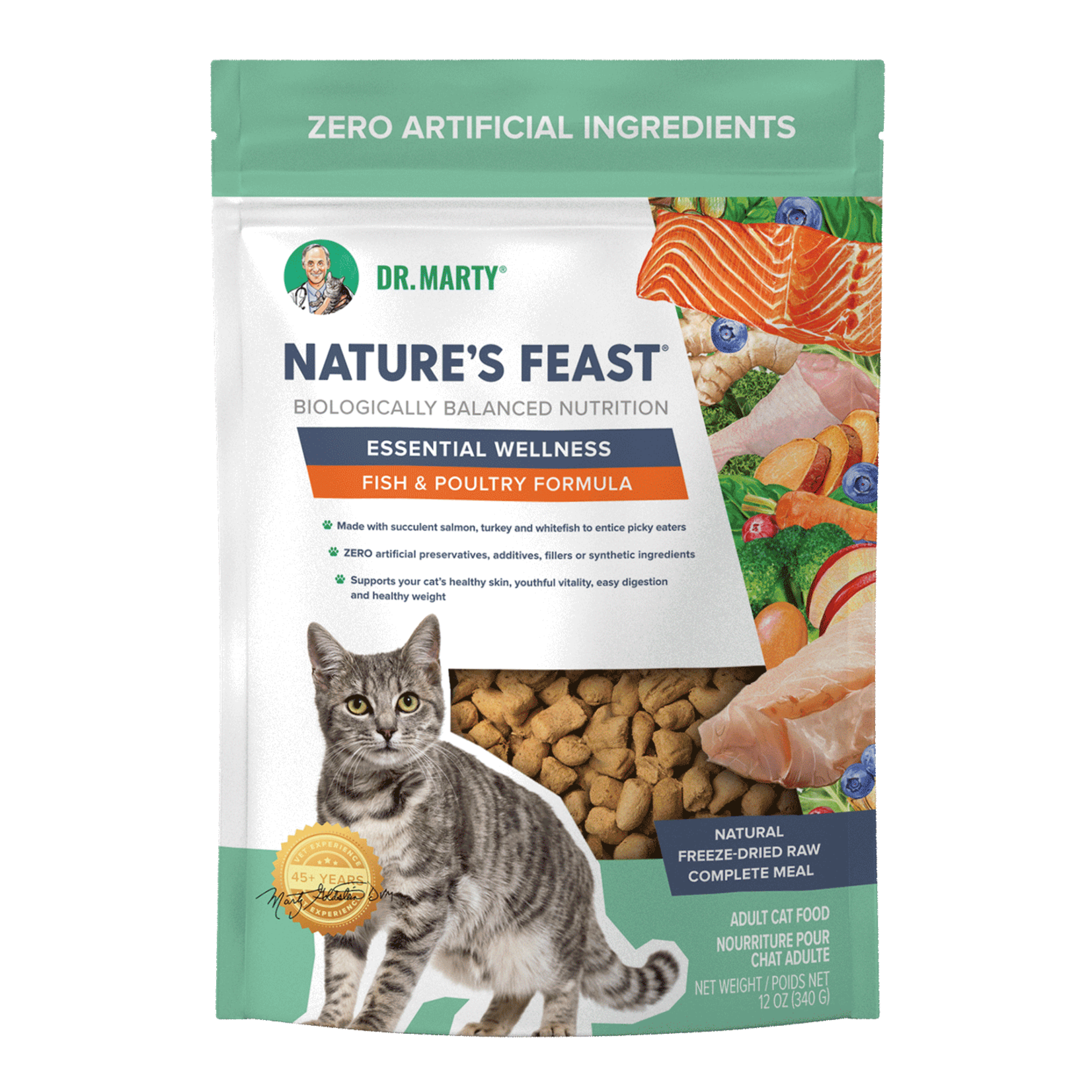 Dr. Marty Dr. Marty Nature's Blend - Freeze-Dried Raw Essential Wellness Fish & Poultry Cat Food