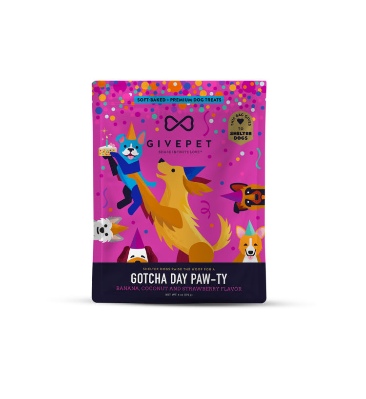 GivePet GivePet Gotcha Day Paw-ty Banana, Coconut and Strawberry Flavor Soft Baked Dog Treats
