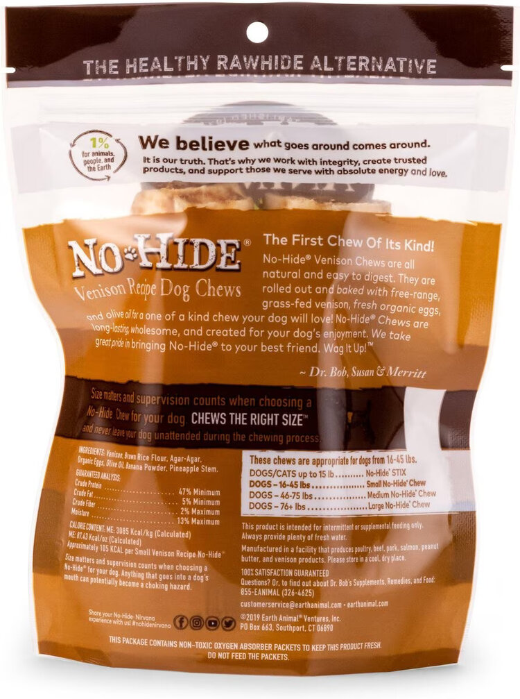 Earth Animal Earth Animal No-Hide Chews - 4" Venison Recipe for Dogs