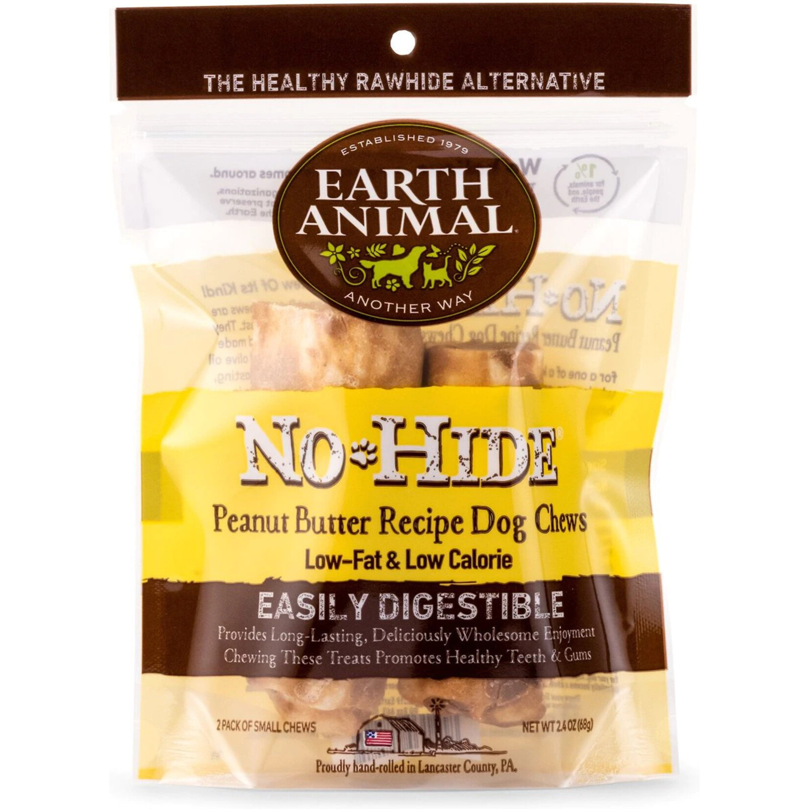 Earth Animal Earth Animal No-Hide Chews - 4" Peanut Butter Recipe for Dogs