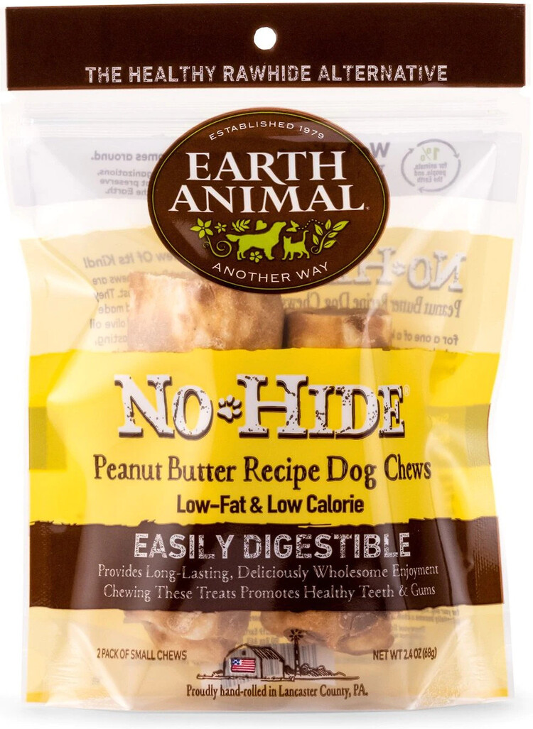 Earth Animal Earth Animal No-Hide Chews - 4" Peanut Butter Recipe for Dogs
