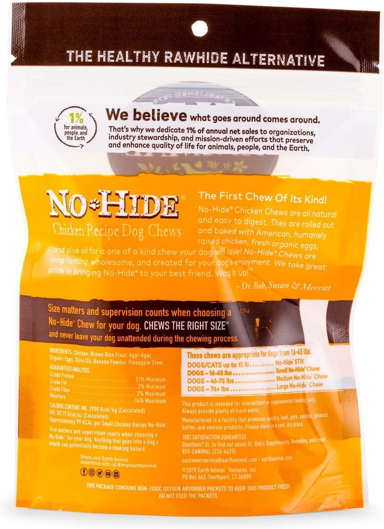 Earth Animal Earth Animal No-Hide Chews - 4" Chicken Recipe for Dogs