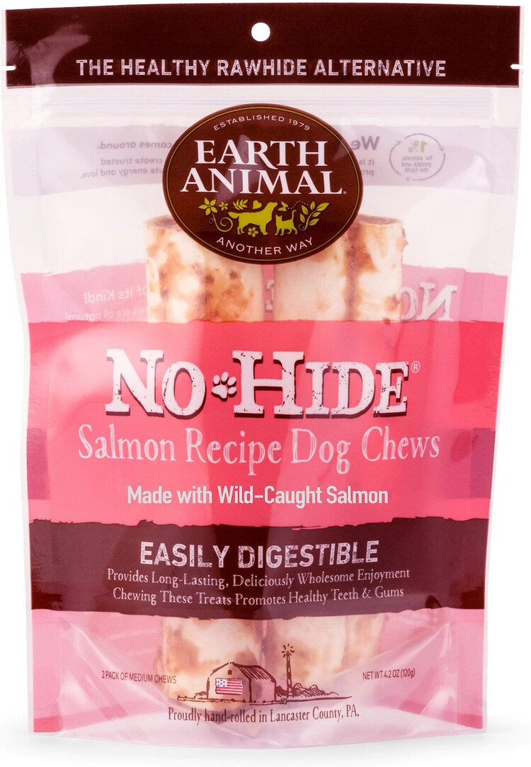 Earth Animal Earth Animal No-Hide Chews - 7" Salmon Recipe for Dogs