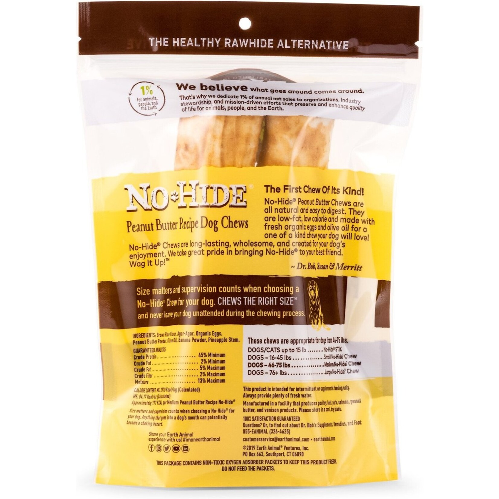 Earth Animal Earth Animal No-Hide Chews - 7" Peanut Butter Recipe for Dogs