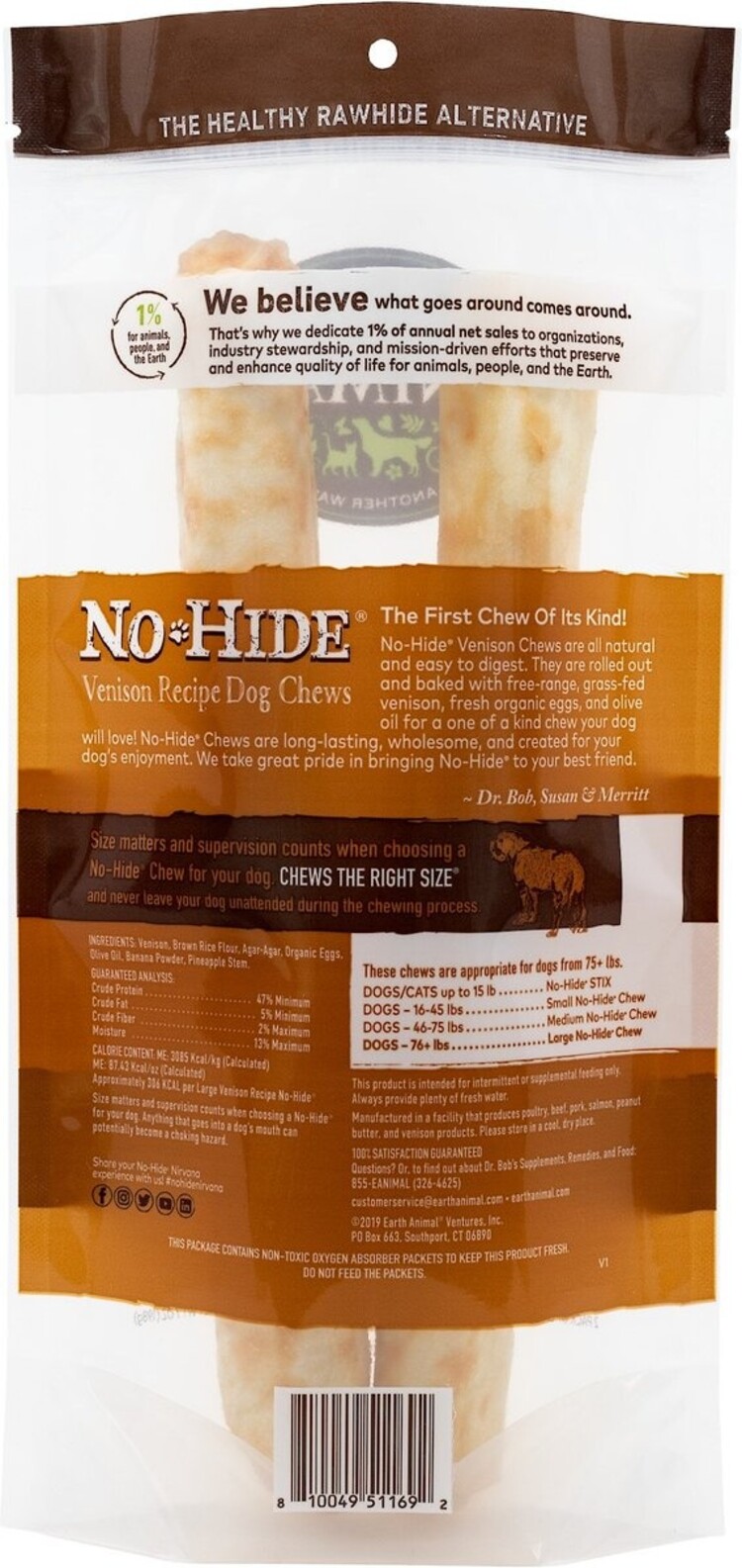 Earth Animal Earth Animal No-Hide Chews - 11" Venison Recipe for Dogs