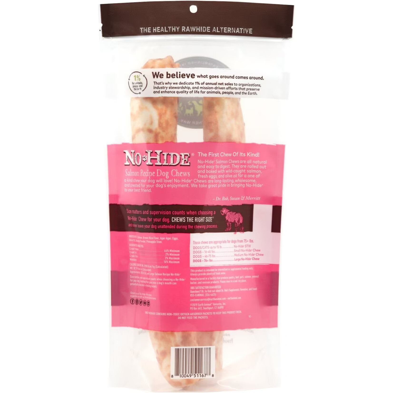 Earth Animal Earth Animal No-Hide Chews - Large Salmon Recipe for Dogs