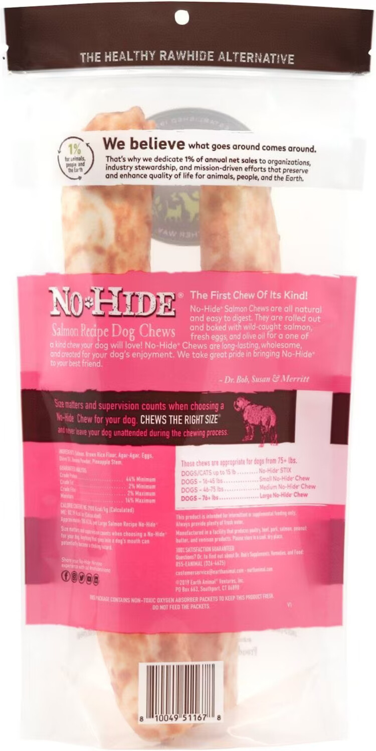 Earth Animal Earth Animal No-Hide Chews - 11" Salmon Recipe for Dogs